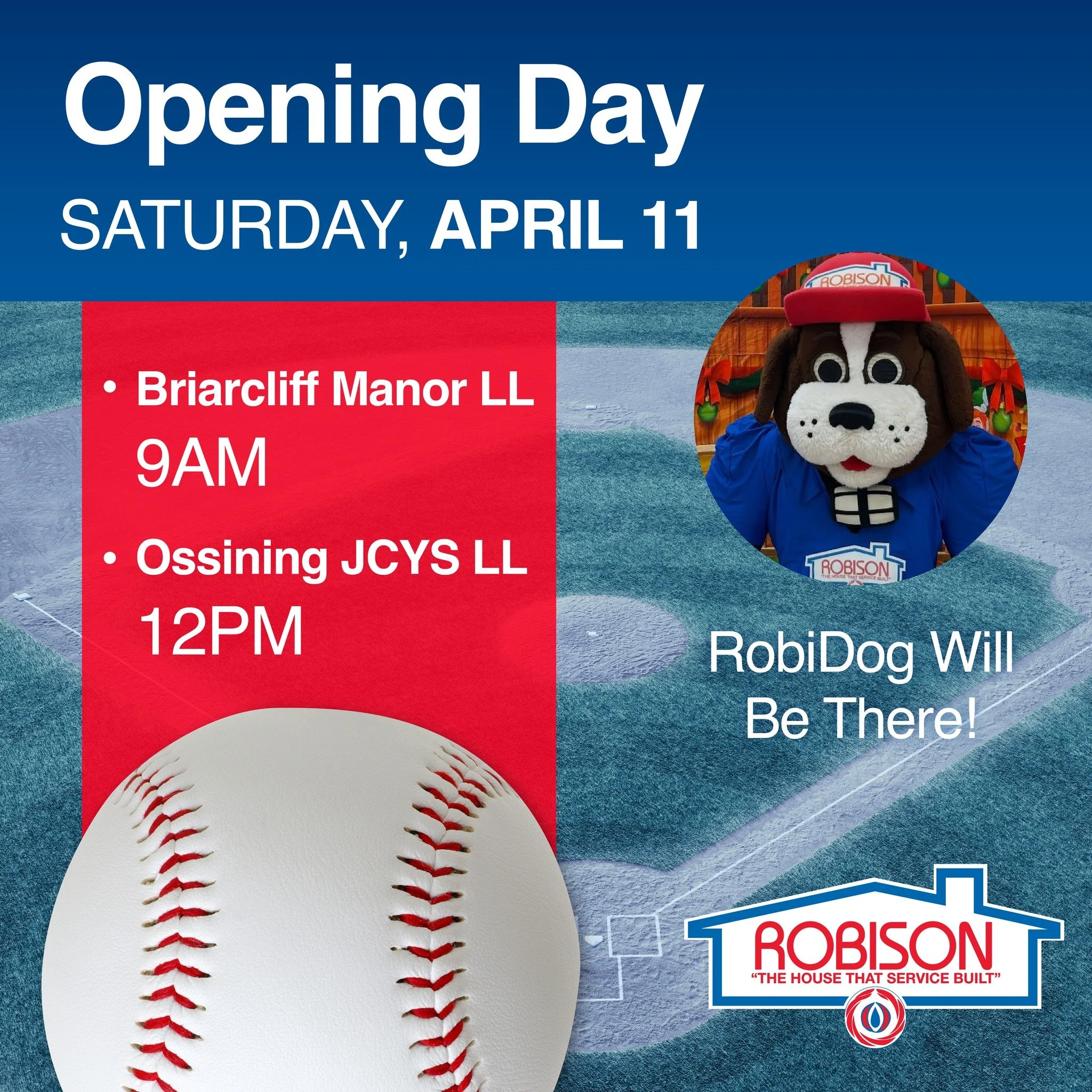 Opening Day is tomorrow⚾🐾

We&rsquo;re excited to celebrate with both Briarcliff Manor Little League and Ossining JCYS Little League this Saturday.

Start your morning in Briarcliff, then head over to Vets Park for Ossining&mdash;and don&rsquo;t for