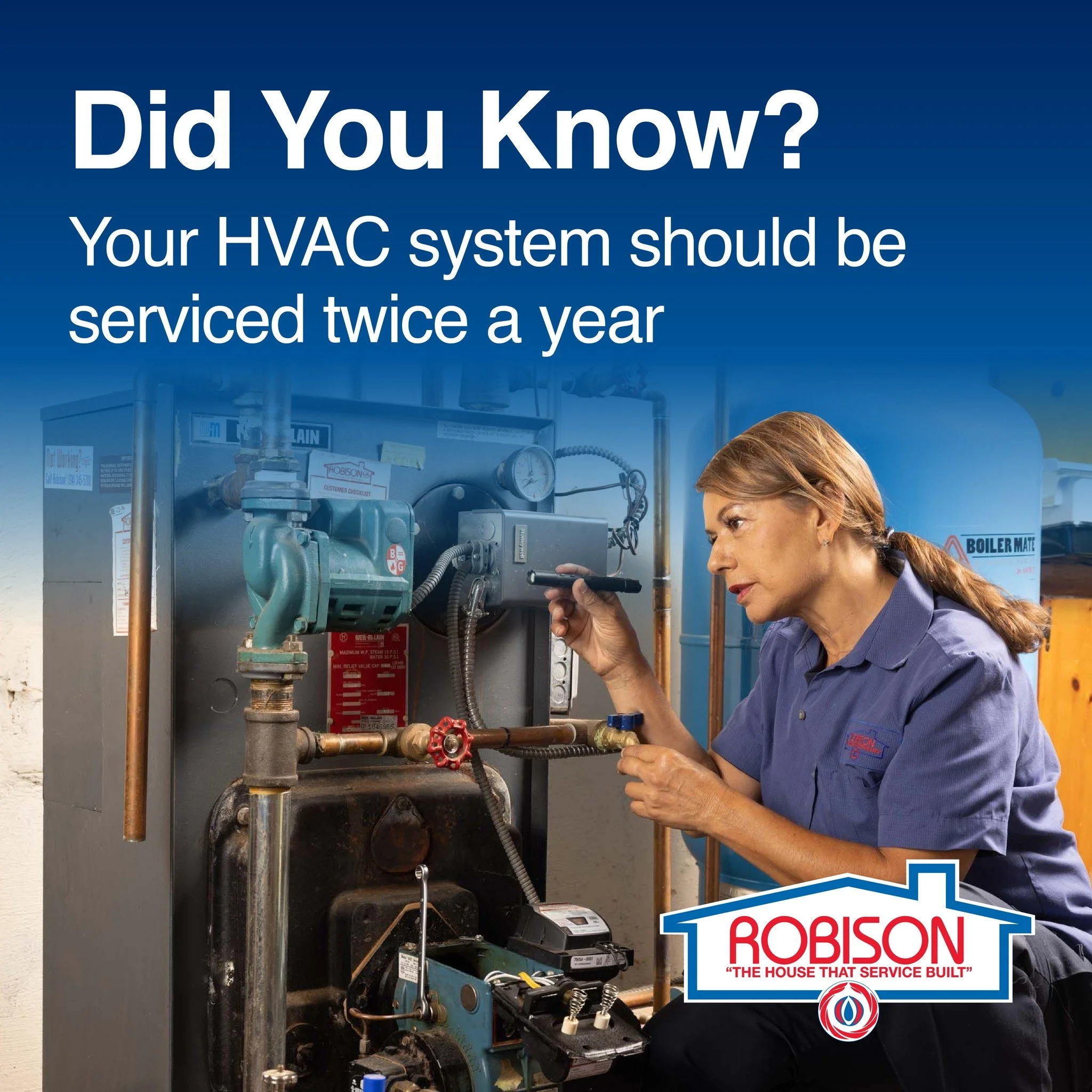 Did you know your heating and cooling system should be professionally serviced before both winter and summer?

Routine preventative maintenance includes checking refrigerant levels, tightening electrical connections, cleaning coils and drain lines, i