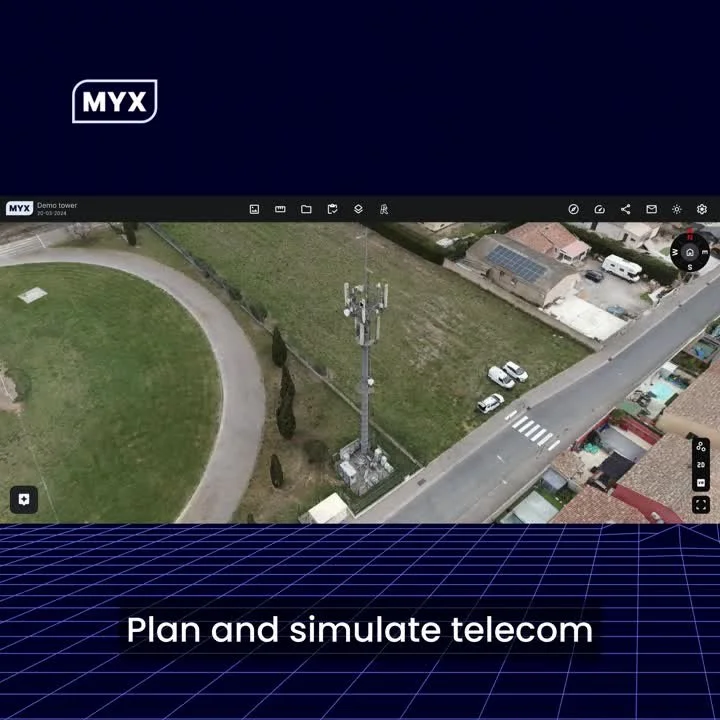 Cover frame of the Overlay episode, showing a demo tower site in the MYX Twin Viewer