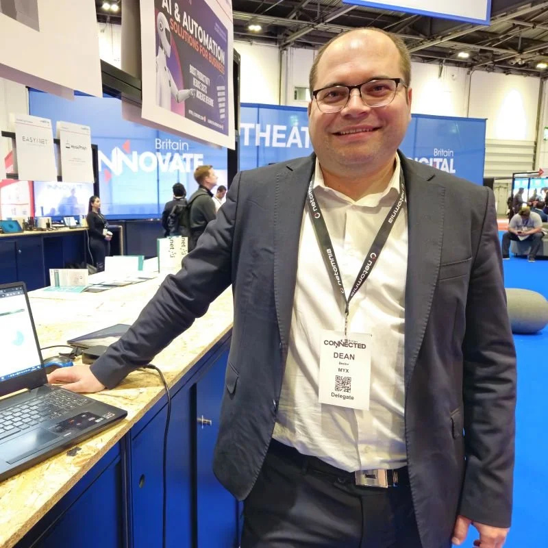 Dean Bezlov of MYX at the MYX stand at Connected Britain, September 2025