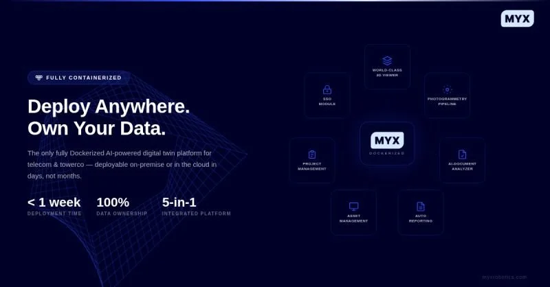 MYX LinkedIn post from April 2026 announcing the fully containerized end-to-end platform
