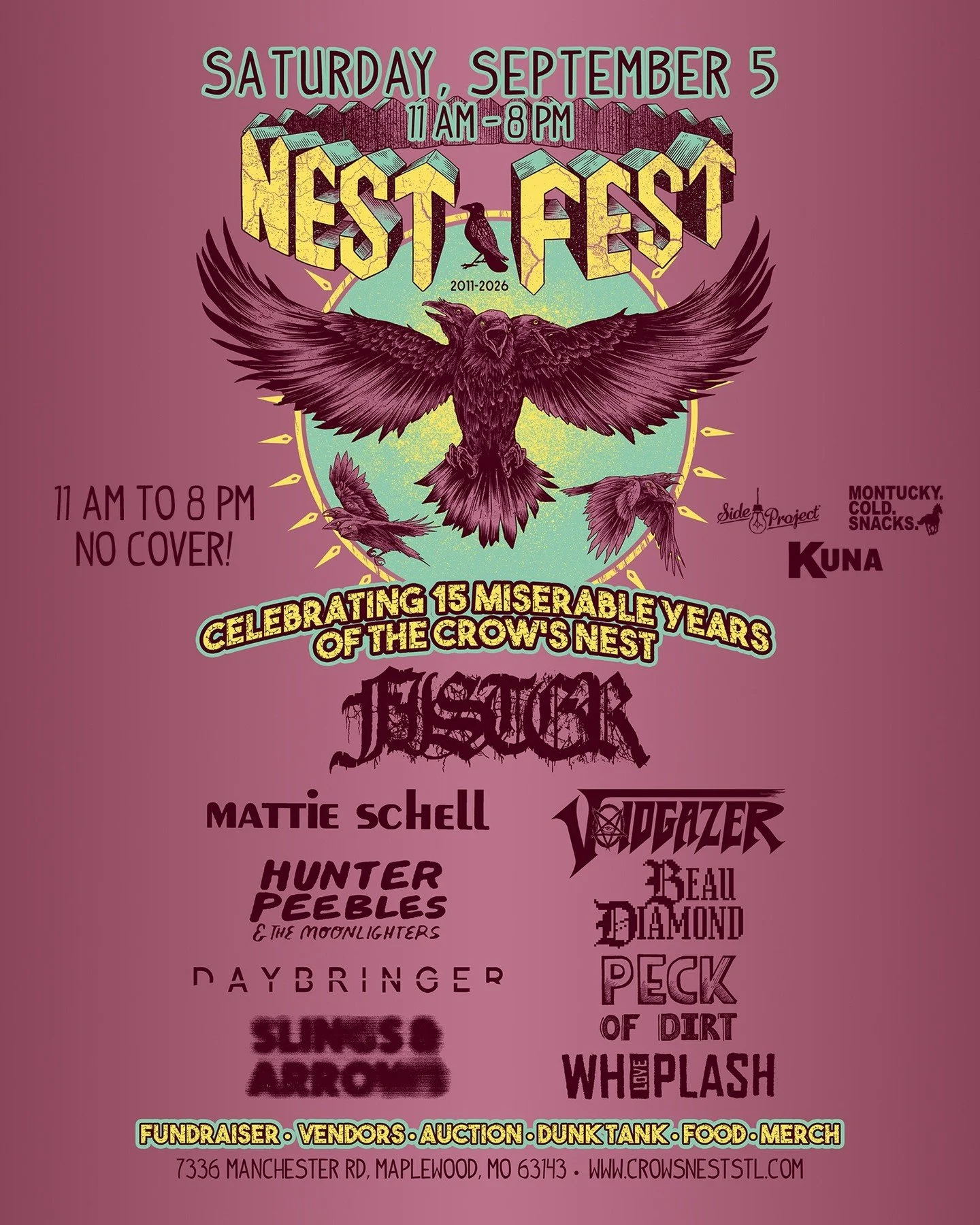 NEST FEST: Celebrating 15 Miserable Years of The Crow's Nest
Saturday, September 5th
11 am - 8 pm
NO COVER

Fundraiser for everyone's favorite cook!
Throwback Menu + Exclusive Merch
Condor, our 8-year-running employee of the month, is in dire need of