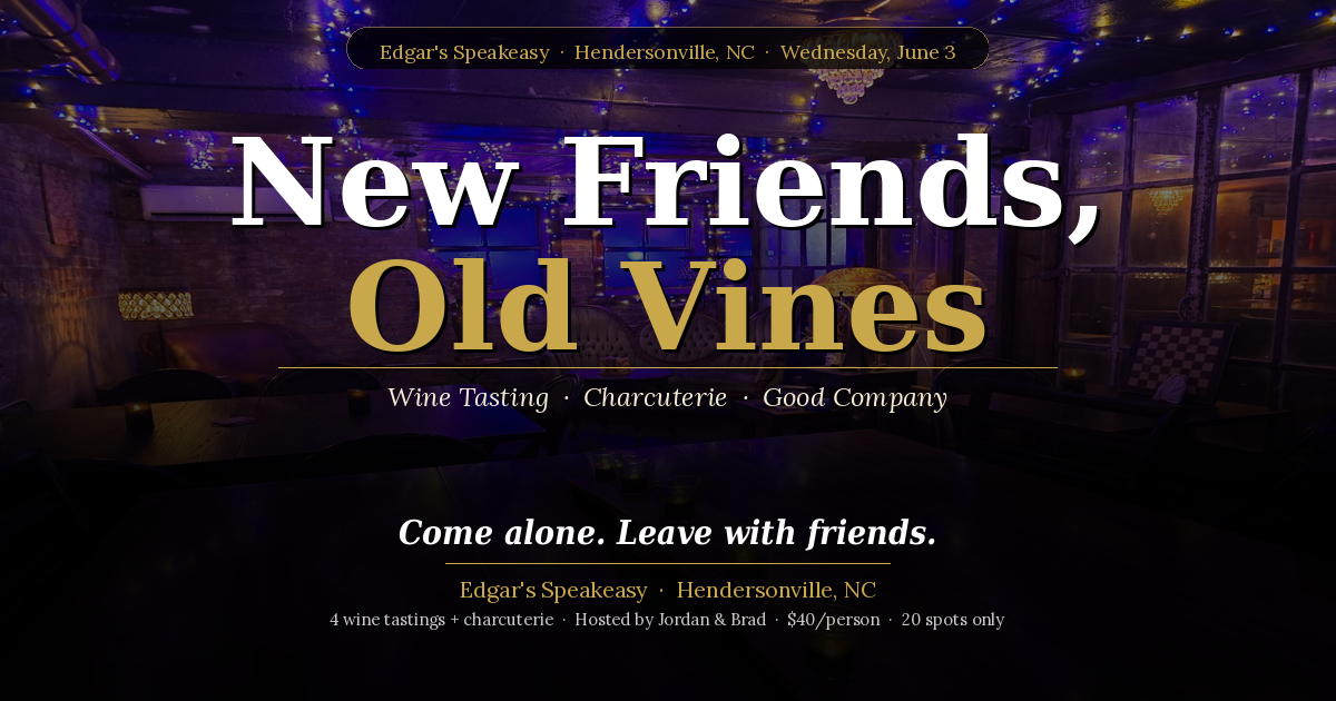 🍷 New Friends, Old Vines A Wine Tasting & Social Experience at Edgar's Speakeasy