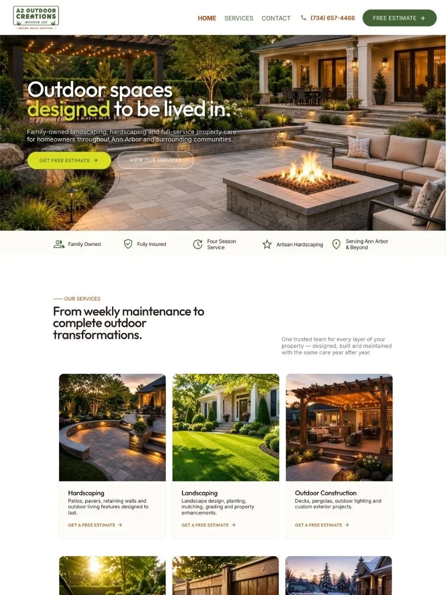 A2O Creation home improvement company website design