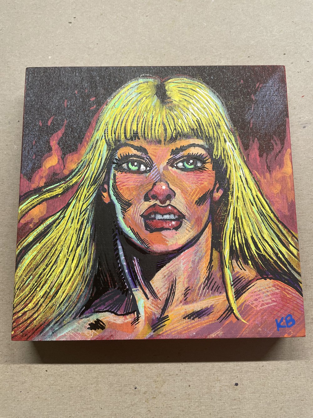 LaLLa: Sister Barbarian - Small 6x6 Paint Brush marker Painting
