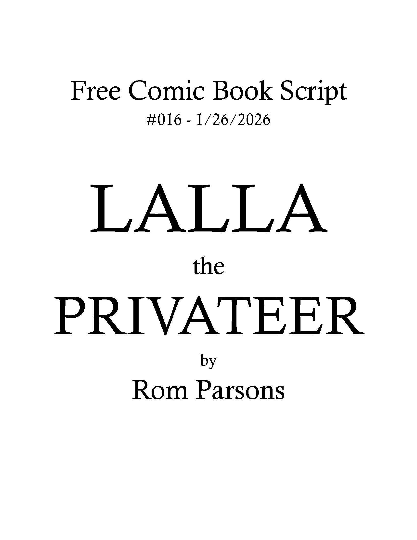 Free Comic Book Script - LaLLa the Privateer by Rom Parsons - 10 Pages