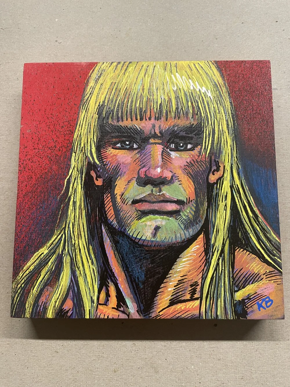 CROM: Watcher at the Edge - Small 6x6 Paint Brush marker Painting