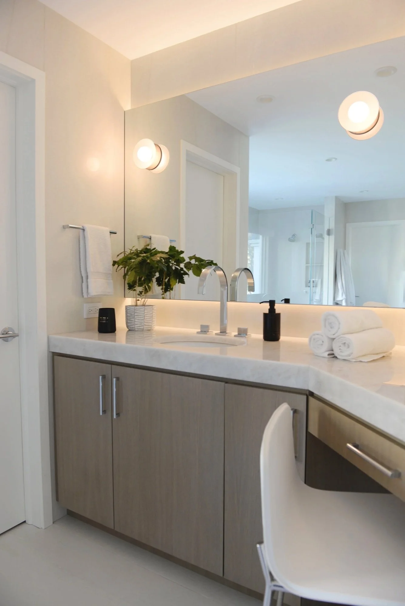 Vanity and makeup counter