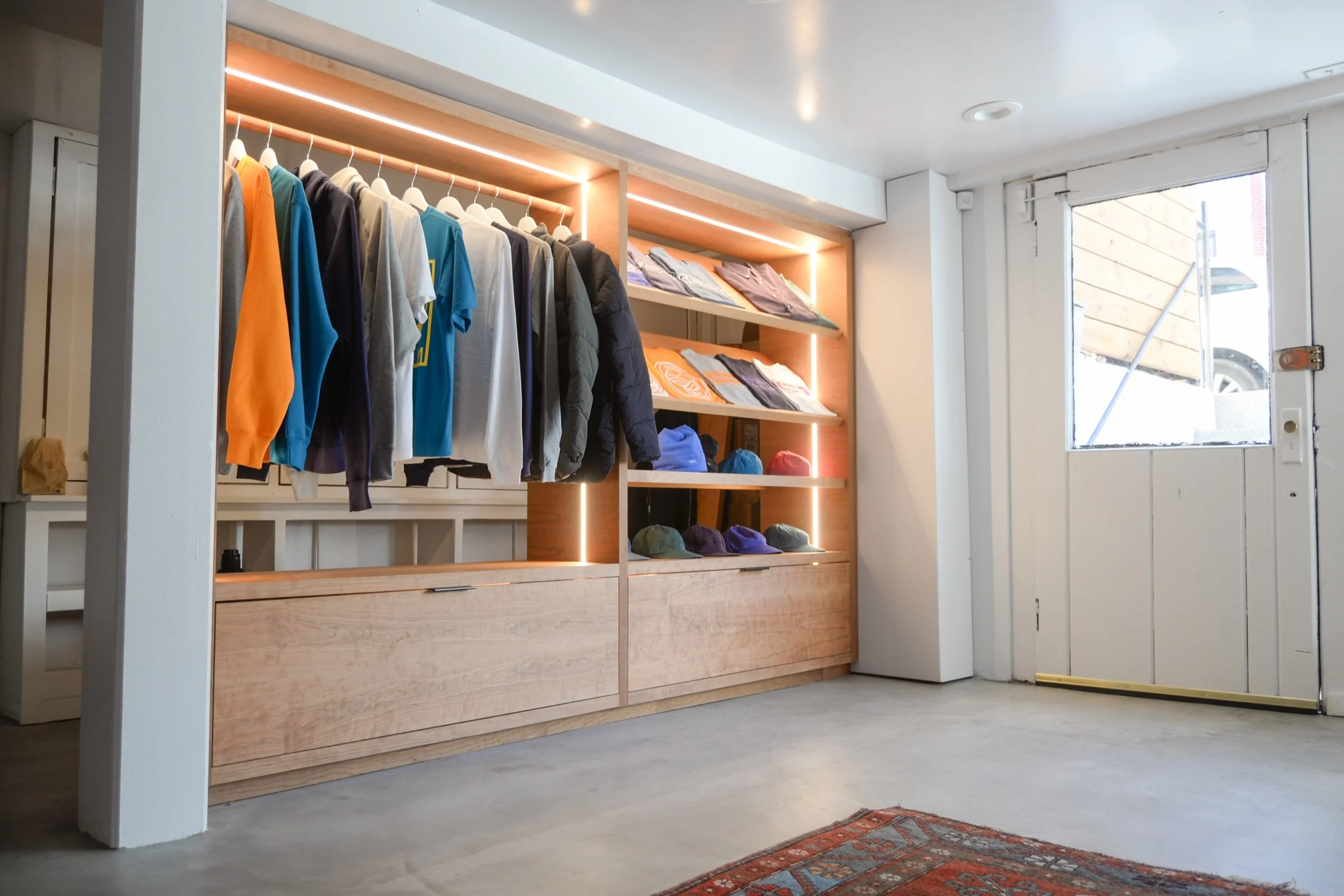 Built-in shelving with integrated lighting