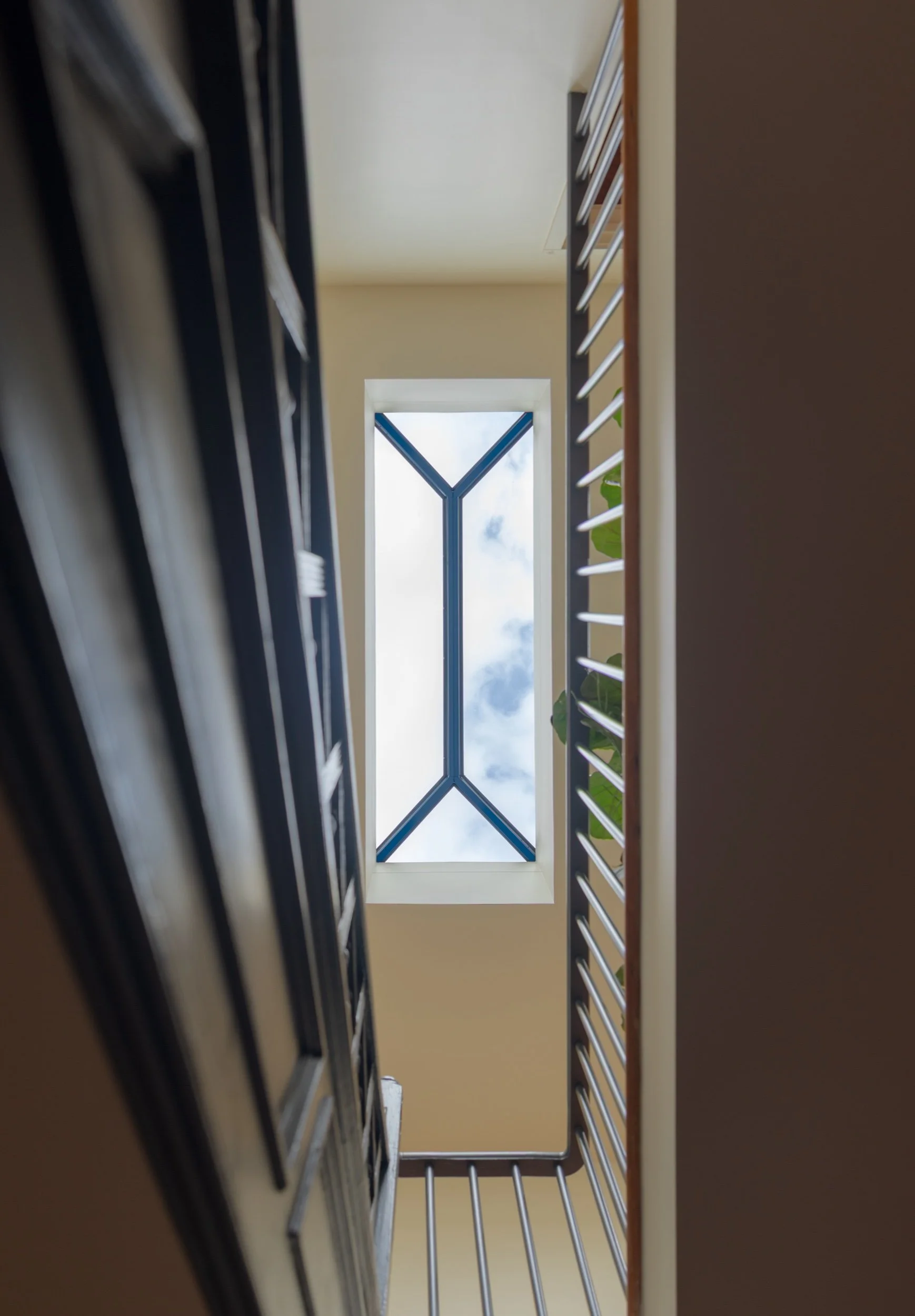 Stairwell rising to the window