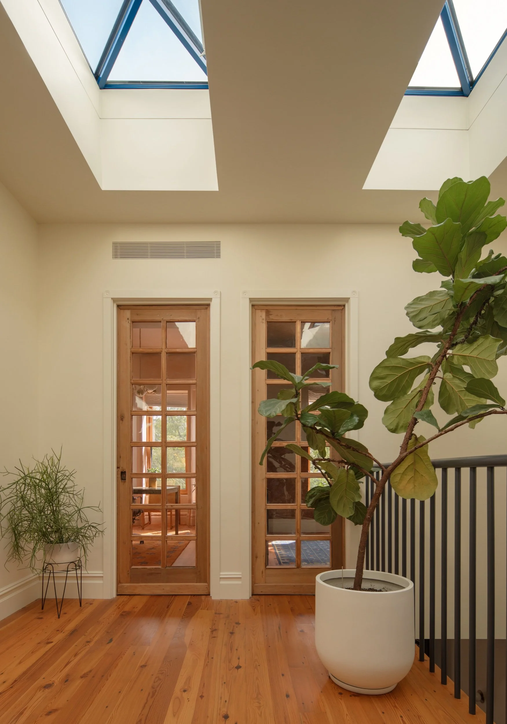 Skylit second level landing