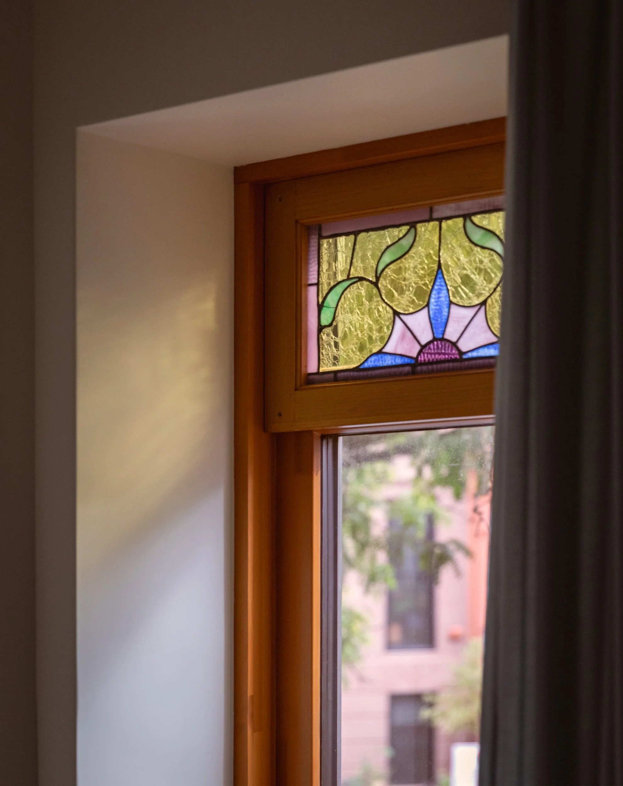 Stained glass transom