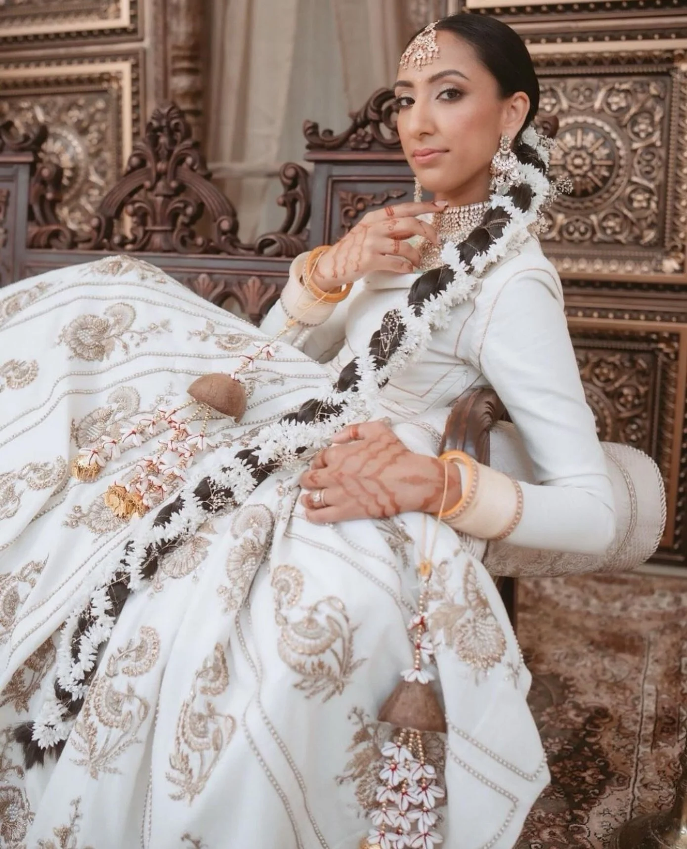 19.04 Bride | We went against the grain and created @ravster_sehra&rsquo;s bespoke bridal outfit on pure cotton. We wanted something that looked traditional, simple and contemporary. Focusing on detailed intricate motifs, using gold and neutral shade