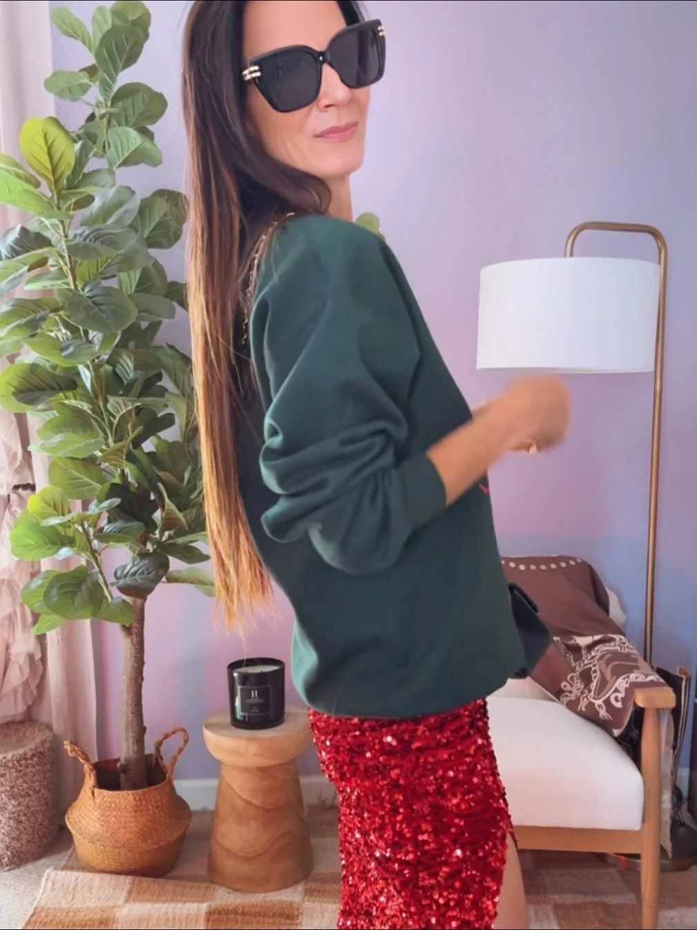 Same sweatshirt, new vibe ✨ From plaid and preppy to sequins and sparkle &mdash; the holiday drop over at VICI has it all! Mixing cozy with glam never looked so good. Use my code NICOLE35 and comment HOLIDAY for links &mdash; because these festive fi