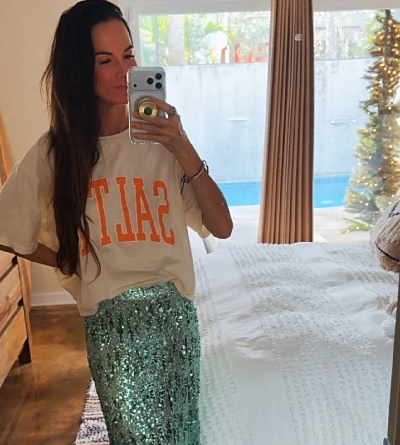 Beach barhopping but make it festive!  Obsessed with this skirt, you can dress it up or down and be festive all the way! 💃🏻🎄🎅🏽🍷

Comment SHOP below to receive a DM with the link to this post on my LTK ⬇ https://liketk.it/5BuDy #ltkgiftguide #lt