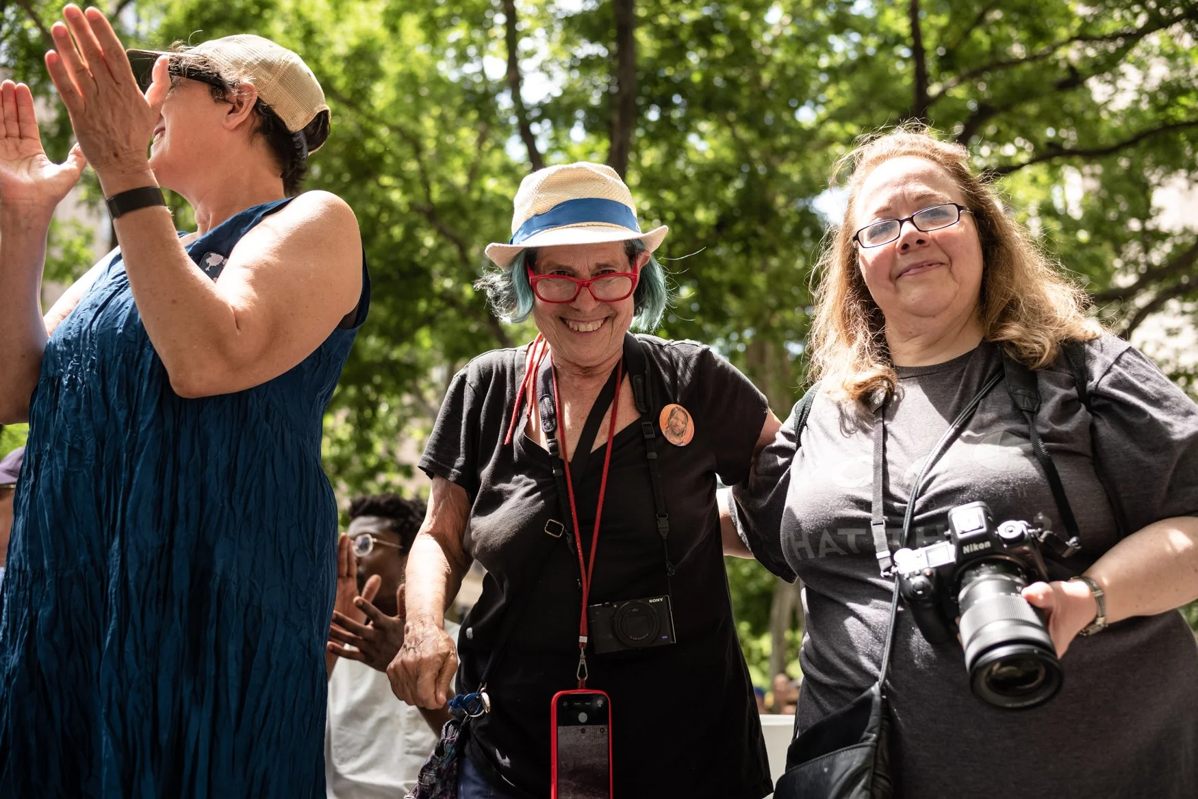 Photographers/Journos on the prowl, Tequila Minsky and Linda Buongermino at The Longest Table, Tribeca Park, 2026