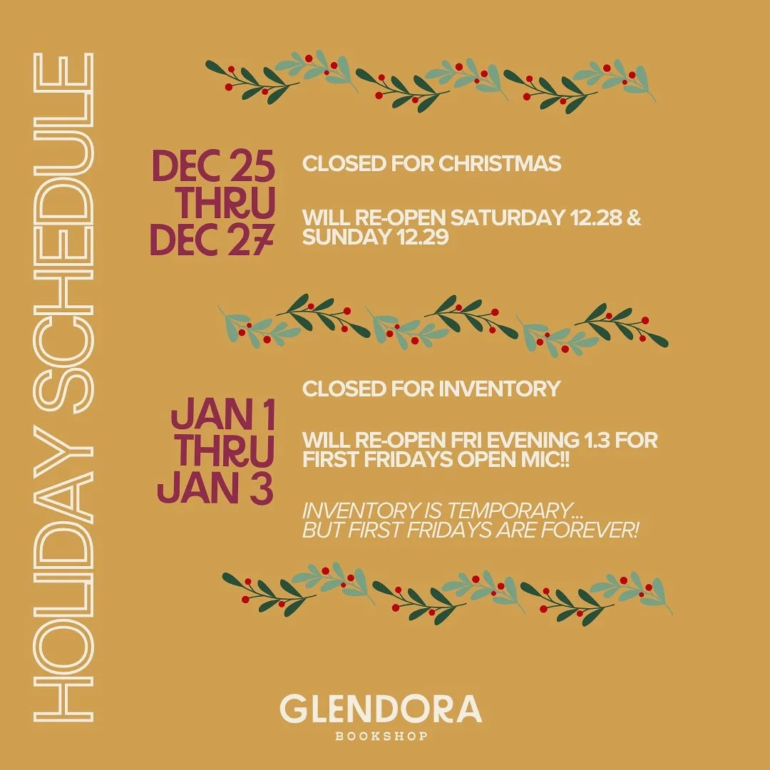 Our Holiday Schedule is here! 🎄🛷 Please also note, any Special Orders placed after 12/13 may be delayed, so be sure to get those special requests in before then if you need it by Christmas! 🎁

*****

#michiganbookshops #glendorabookshopmi #indiebo