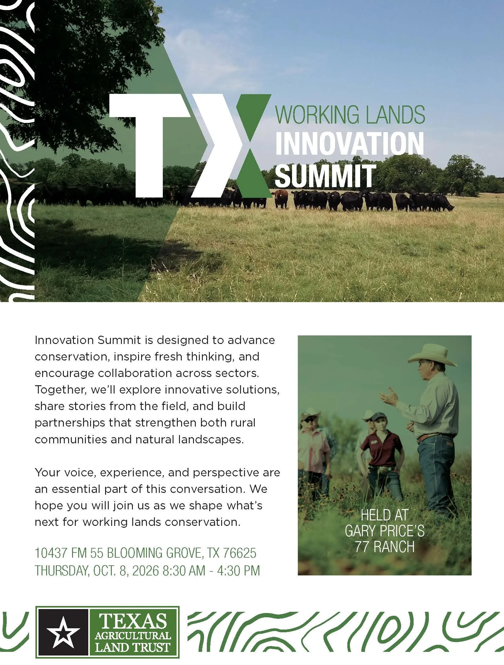 TX Working Lands Innovation Summit Flyer October 8, 2026