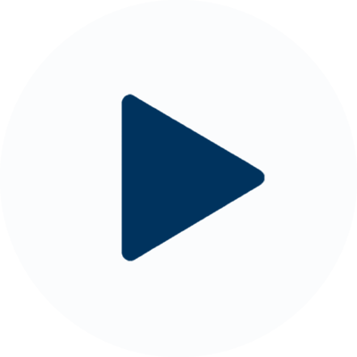 A blue play button icon on a white circular background.