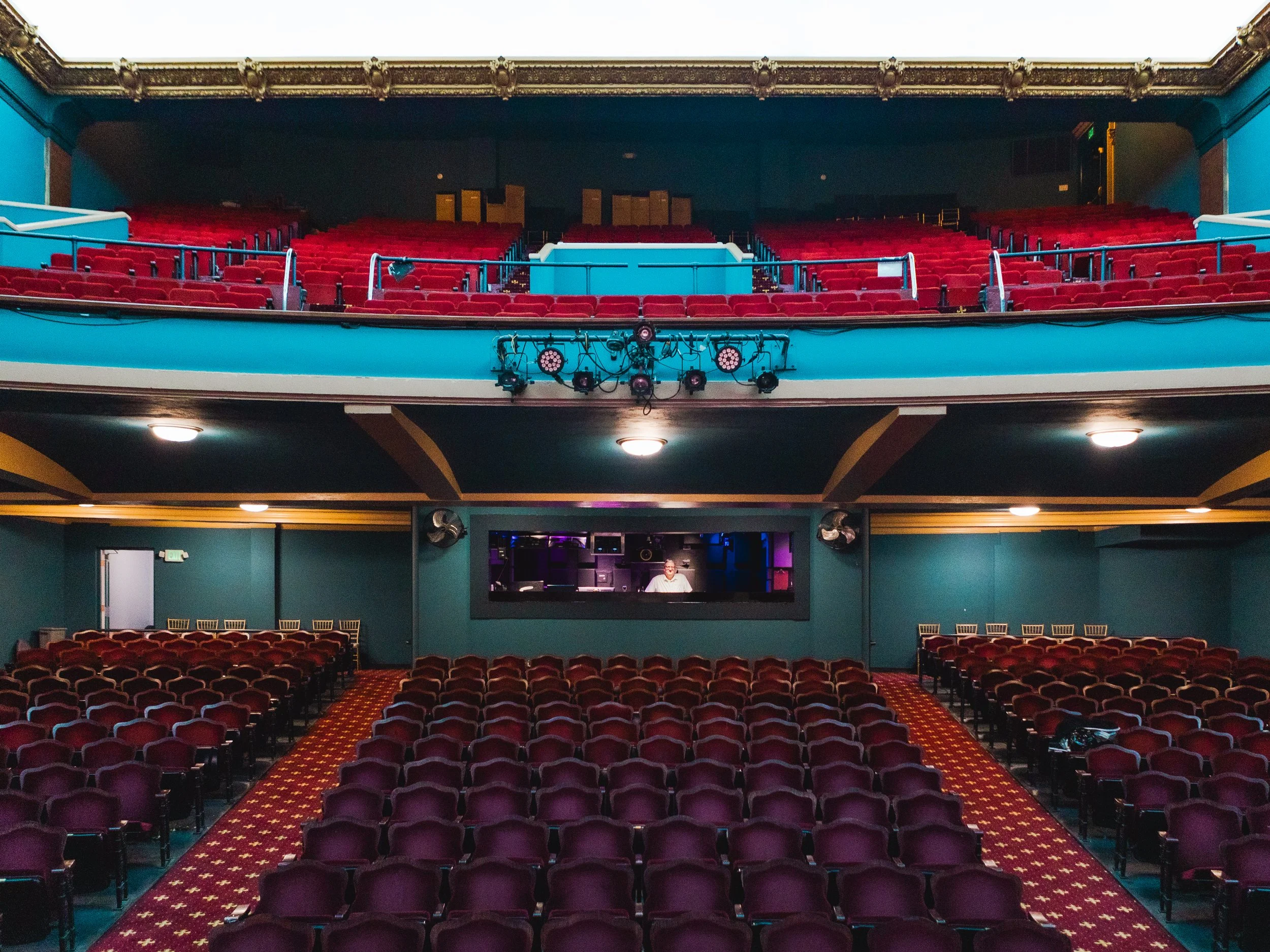 everett theater, sound booth, tech team, volunteers,