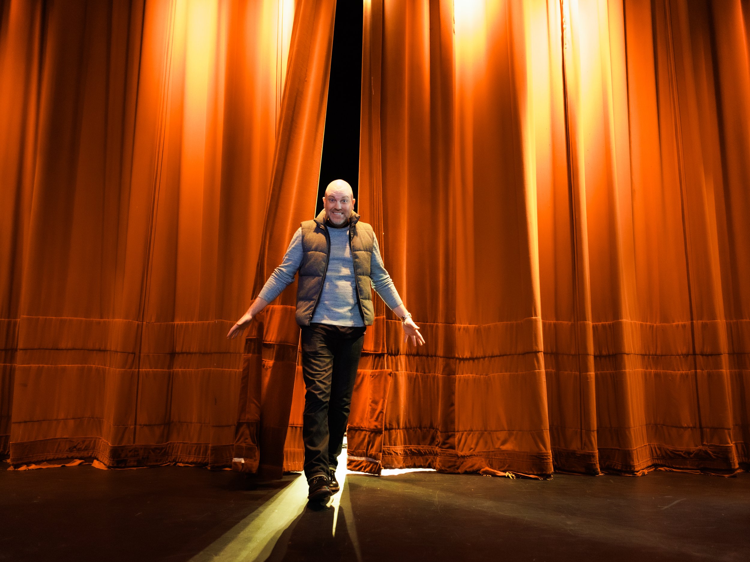 cory michaelis, everett comedy, historic everett theater, on stage, behind the scenes
