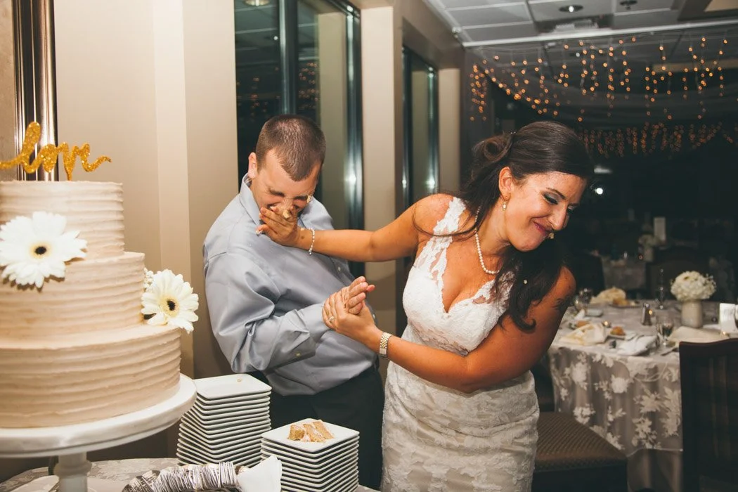 cake-smash-meridian-valley-country-club-wedding, bride and groom, kent golf club