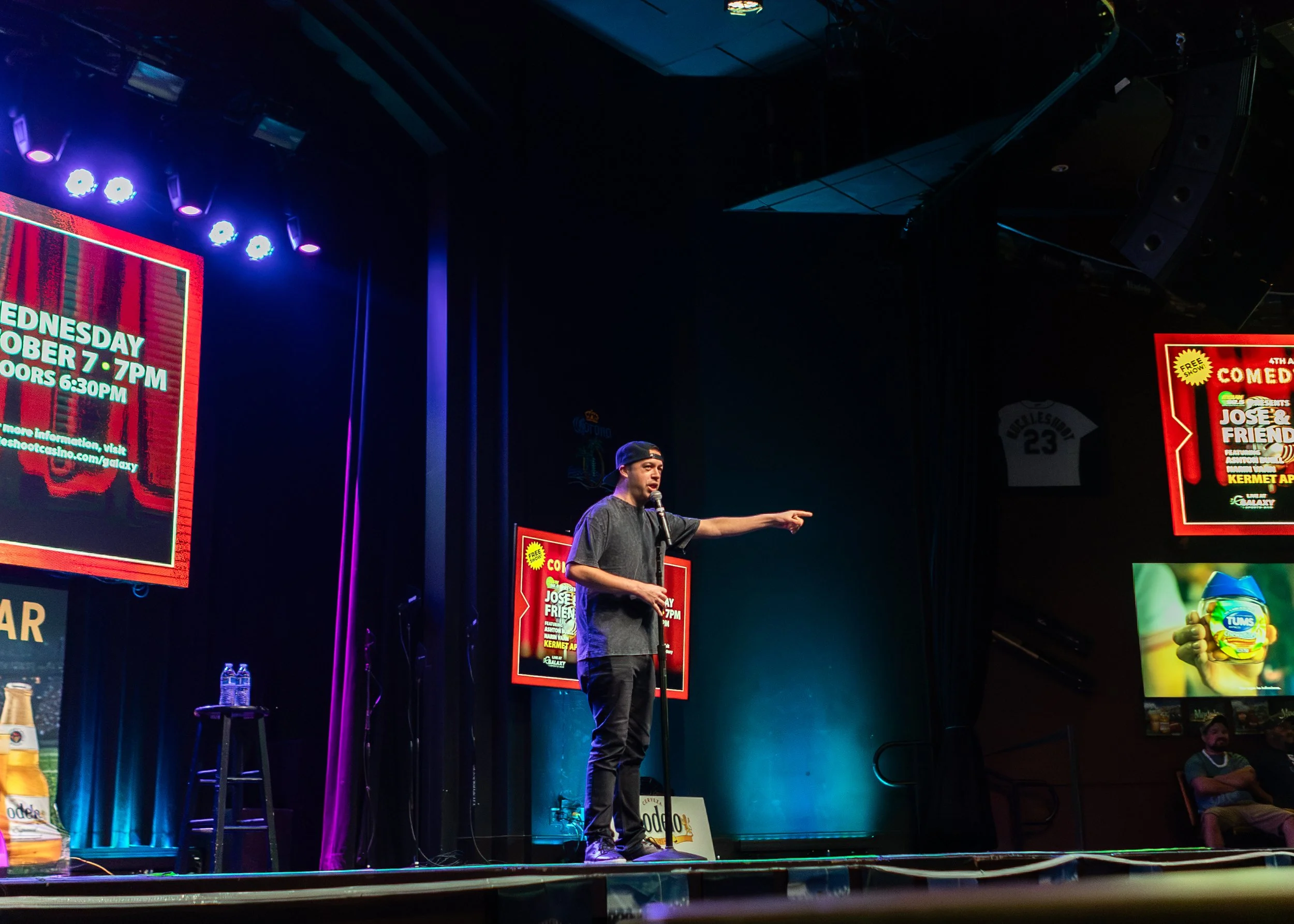 Jose Bolanos performs live at the Jose & Friends comedy show at Muckleshoot Casino, photographed by Tayler Berard Creative.