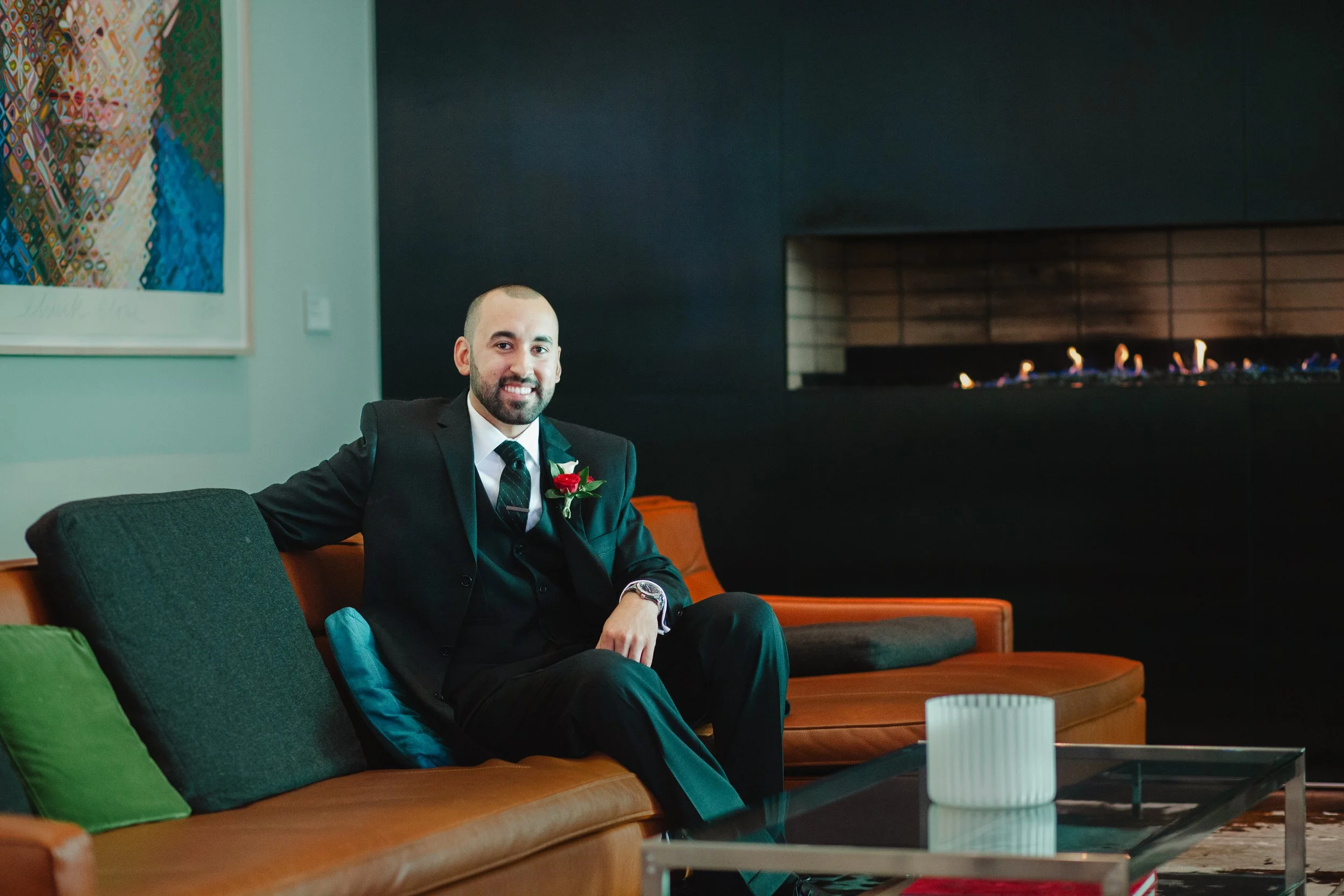 hotel murano wedding, ceremony, groom portrait, tacoma wedding, artistic wedding venue