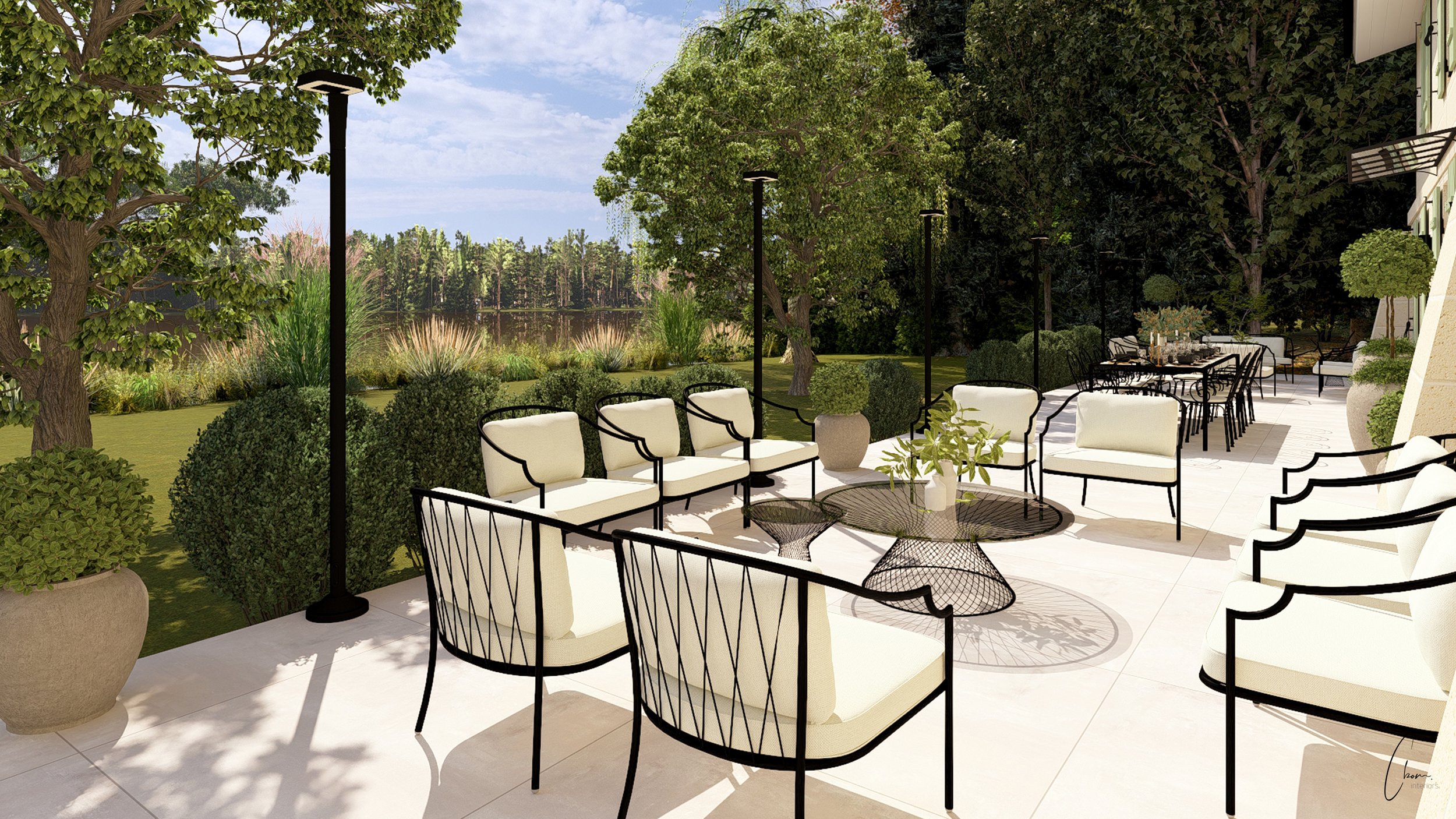 Terrasse et jardin d'une demeure de caractère, conception 3D d'un projet en Gironde