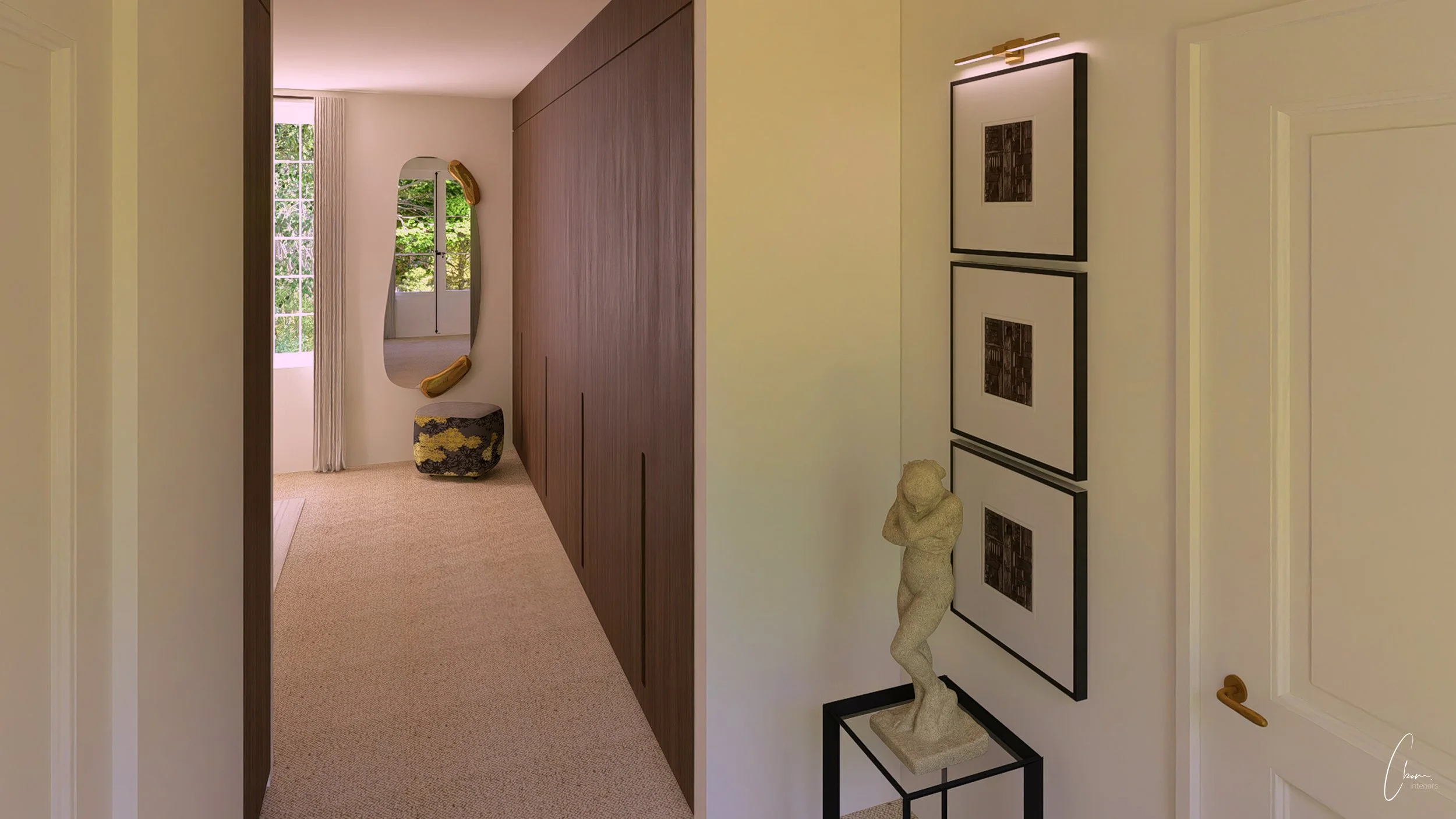 Vue de l'entrée de la suite parentale, agencement raffiné d'une demeure de caractère