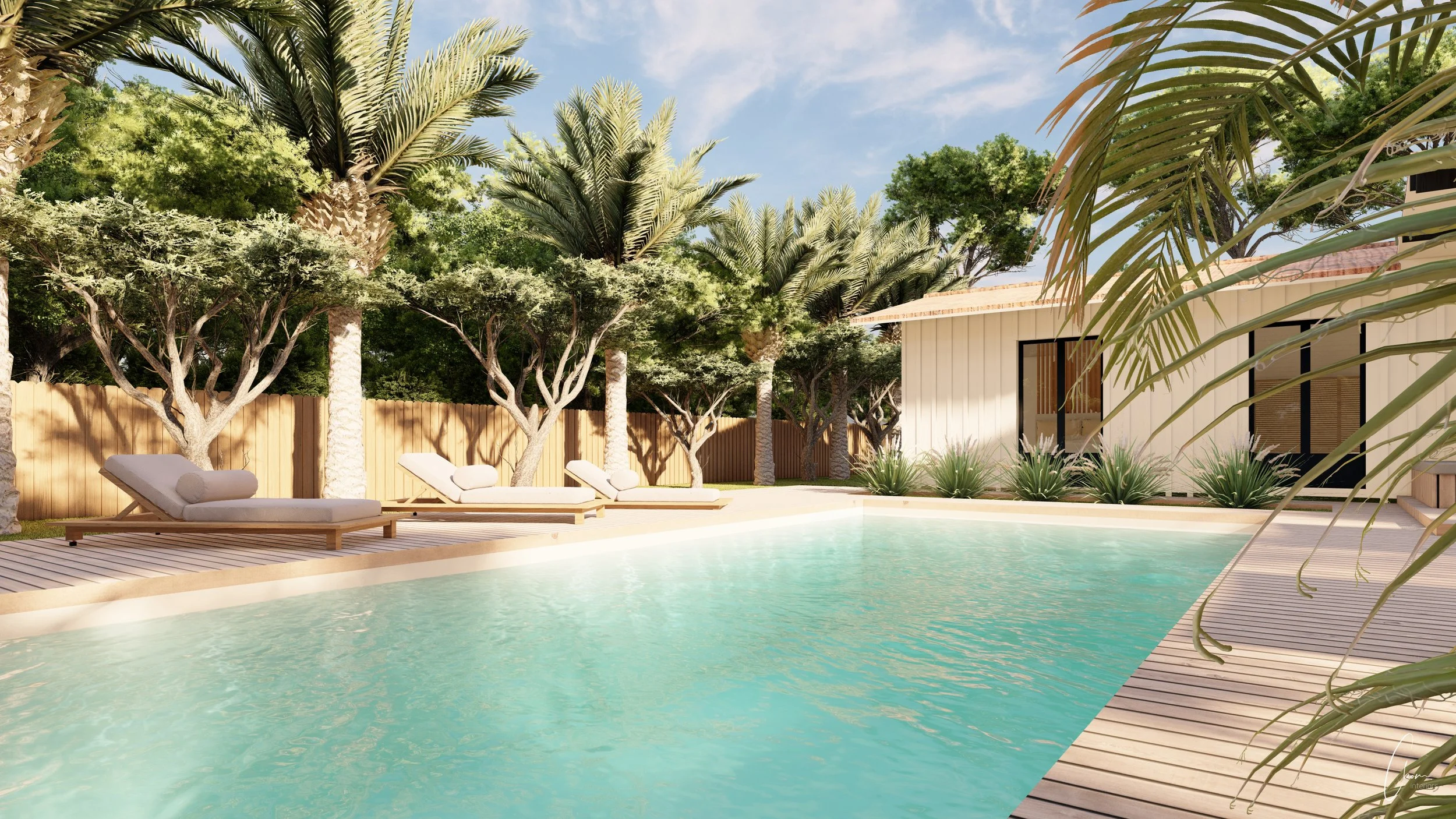 Villa contemporaine avec piscine et terrasse en bois, aménagement extérieur à la pointe du Cap Ferret
