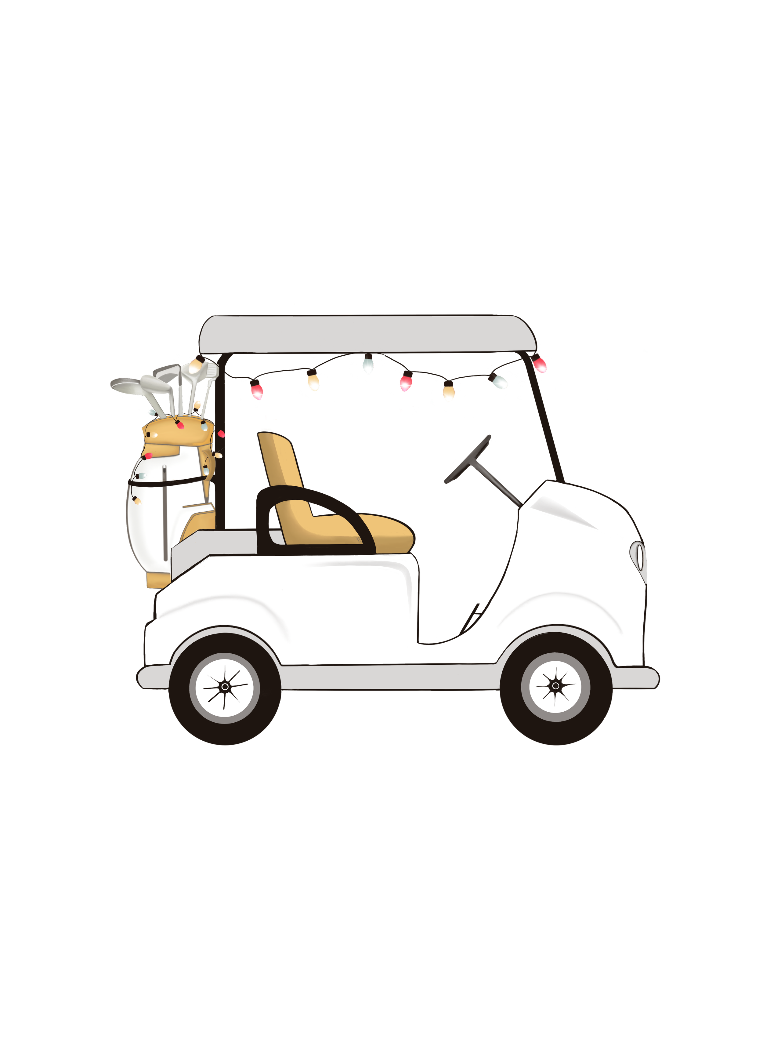 Festive Golf Cart with Clubs Acrylic Ornament