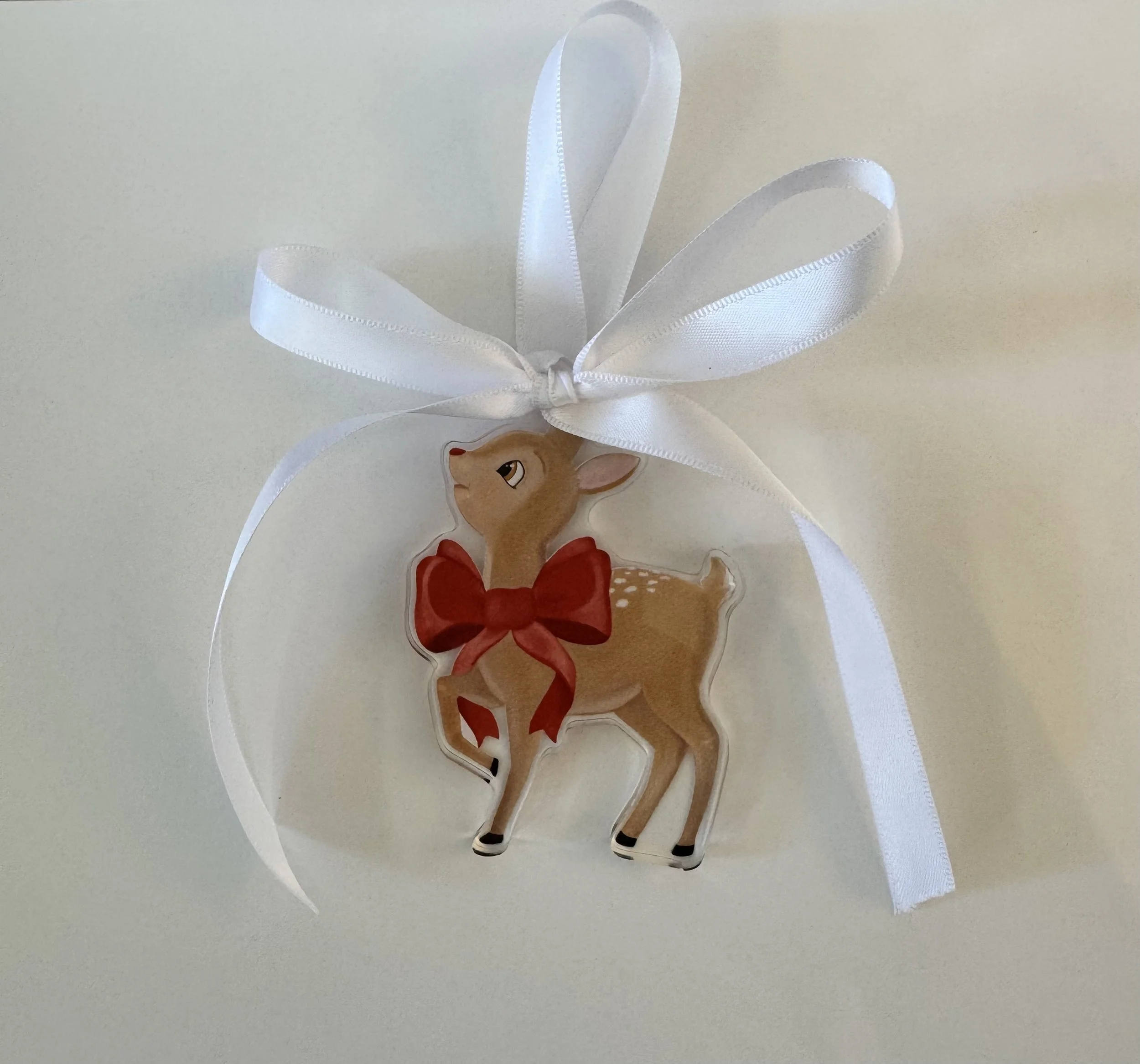 Awe and Wonder Fawn with Bow Acrylic Ornament
