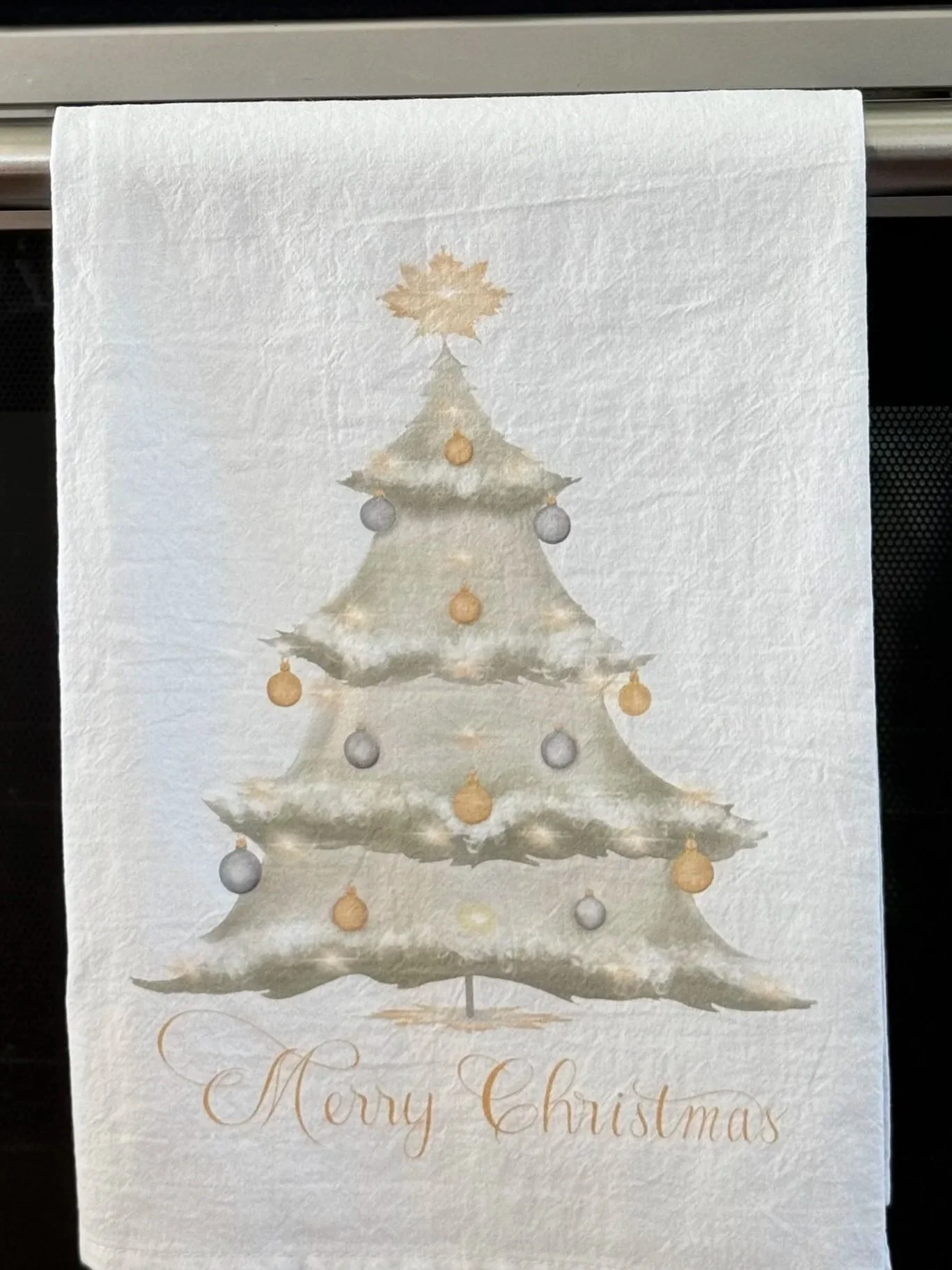Silver and Gold Christmas Tree Tea Towel