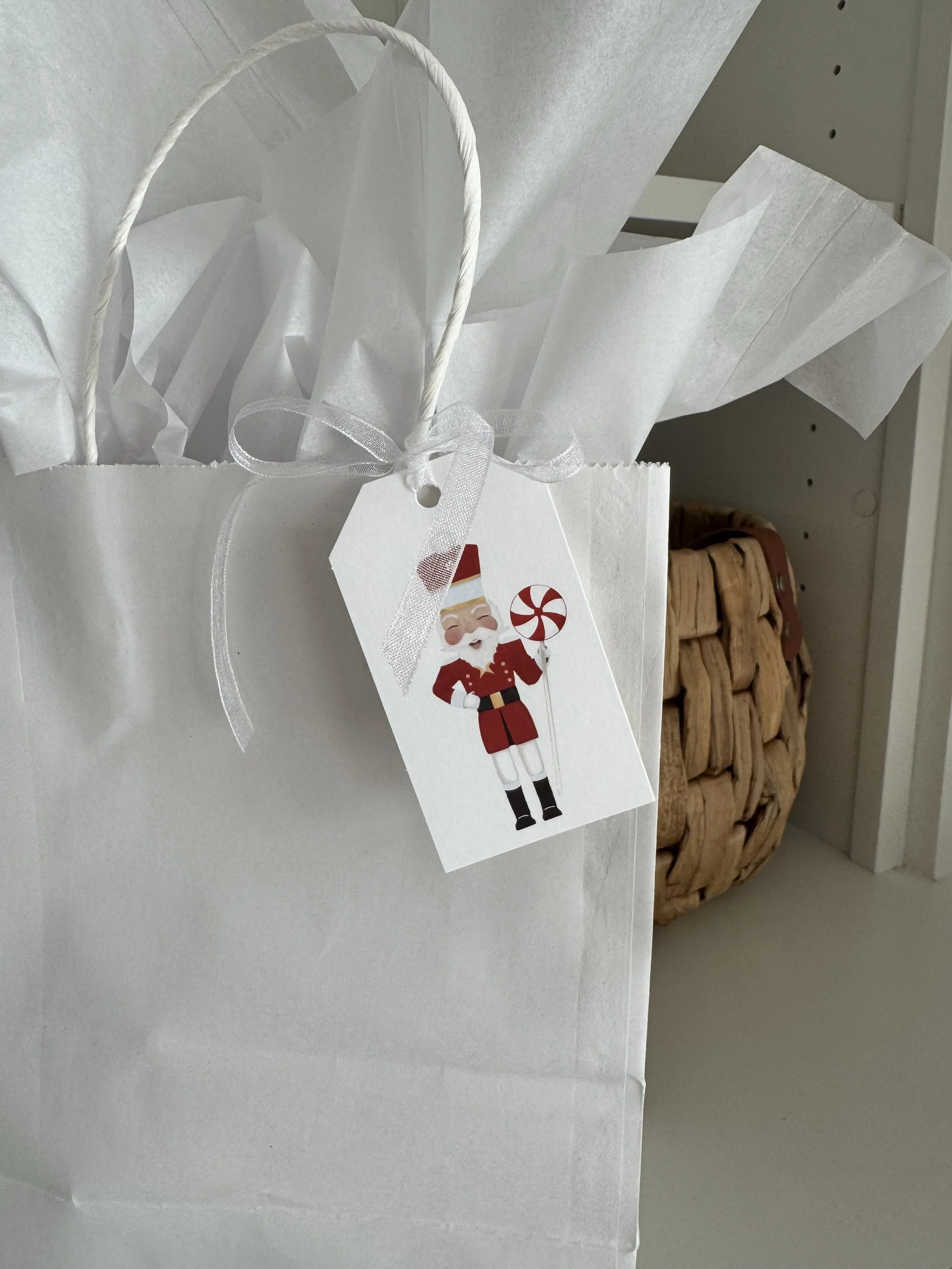 Whimsical Peppermint Nutcracker Gift Tag