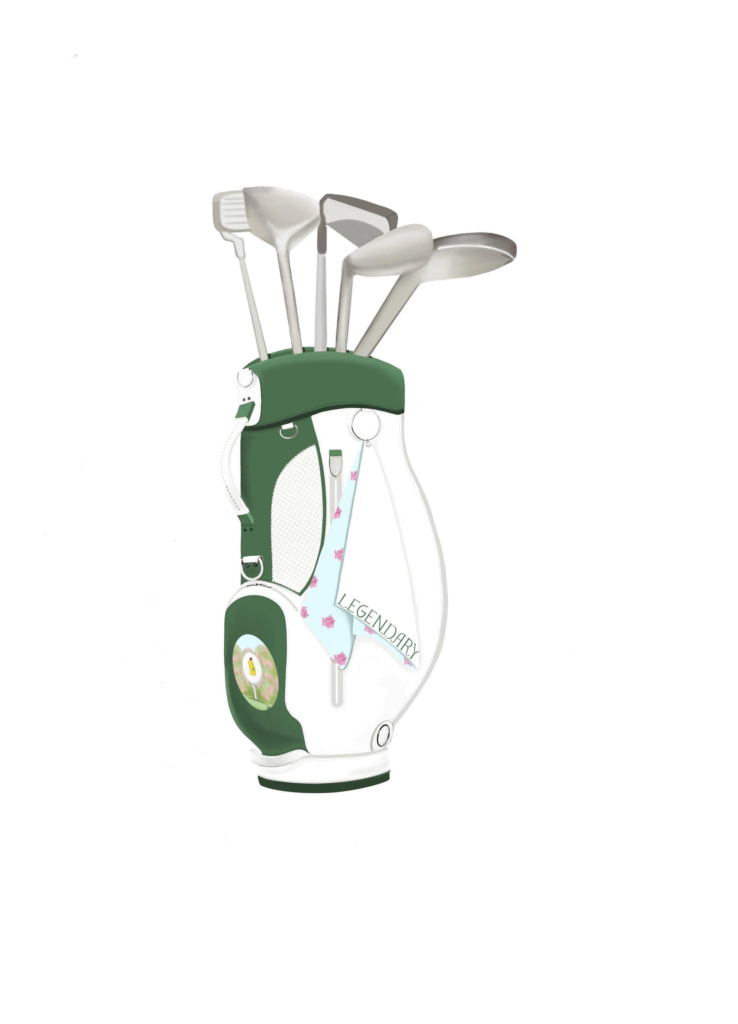 Legendary Golf Bag with Clubs and Towel