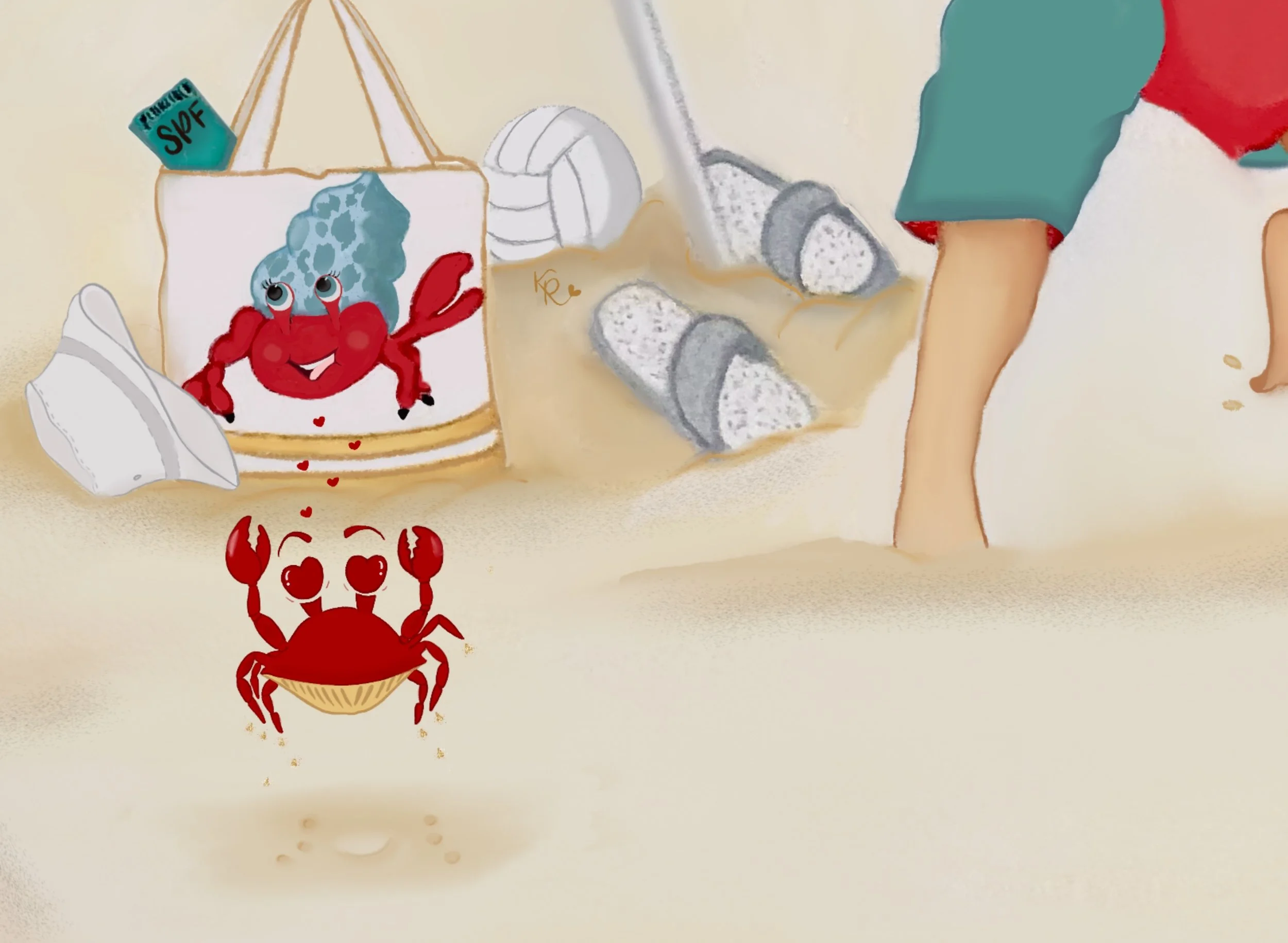 Crab Summer Love Series Children’s Coastal