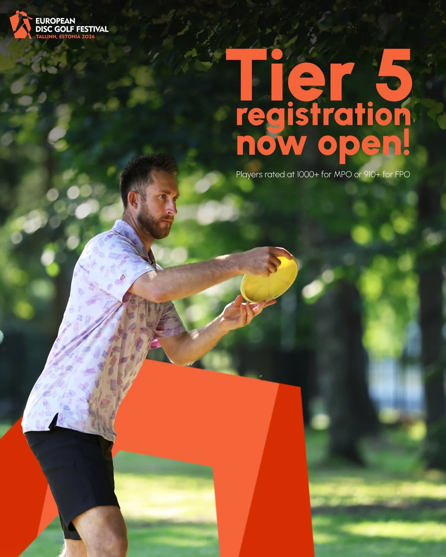 Registration Tier 5 is now open, and there are very few spots left. 

Want to play the European Open this summer? Now would be a pretty good time to make it happen, so you don&rsquo;t have to sit there later wishing you had.🥶

Register on Disc Golf 