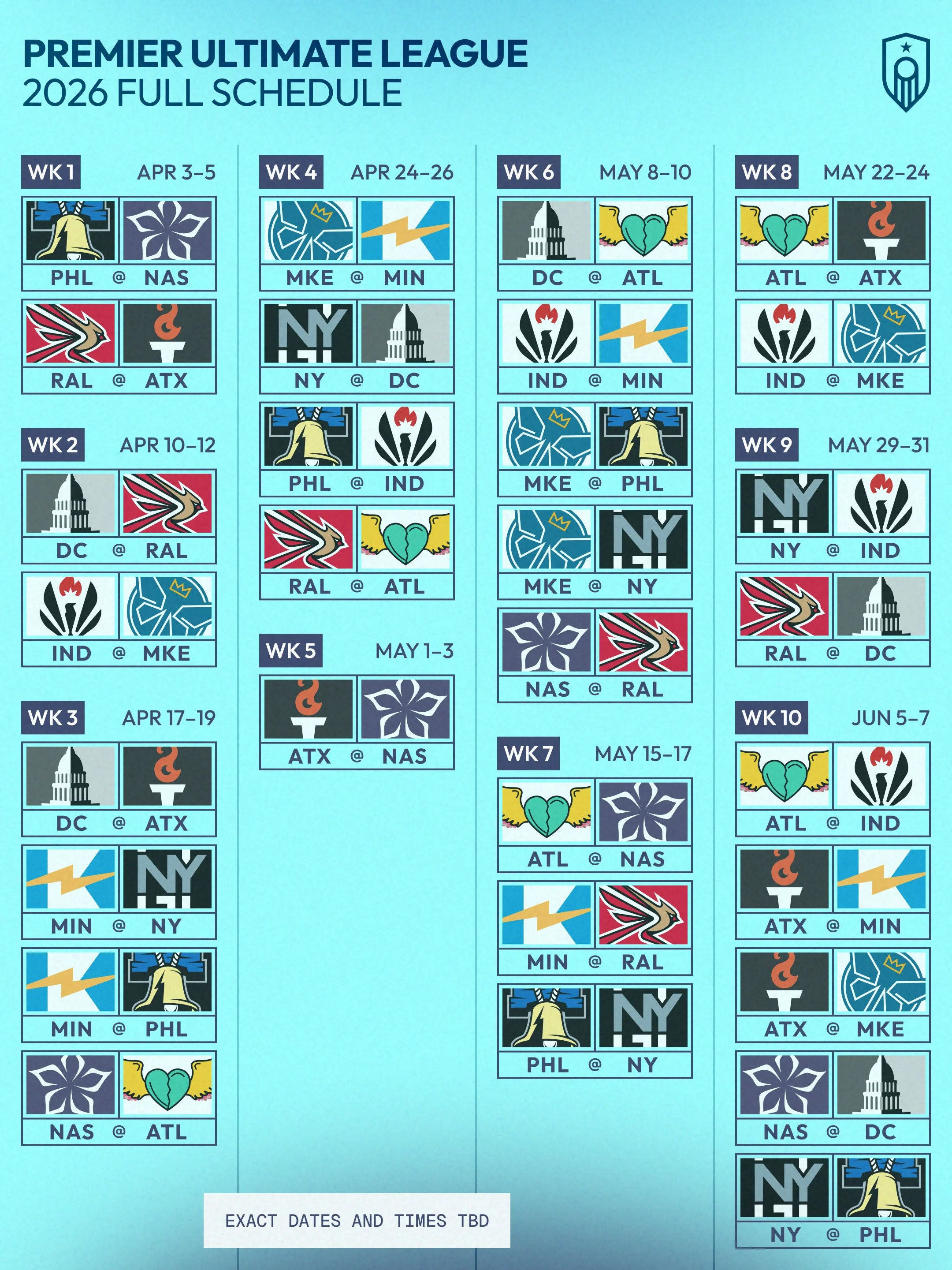 PUL 2026 Season Schedule Announced