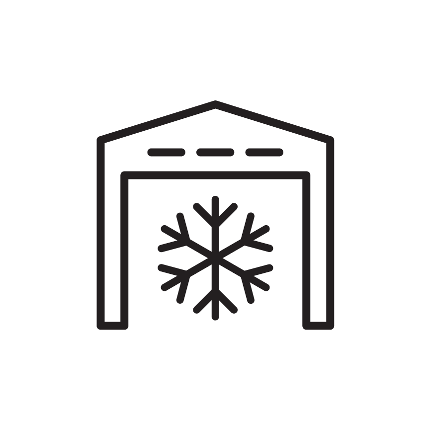 icon of a cold storage unit with a snowflake in it