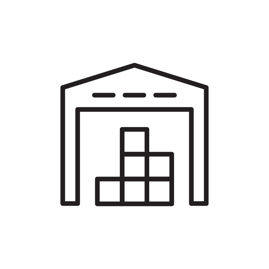 warehouse with boxes icon