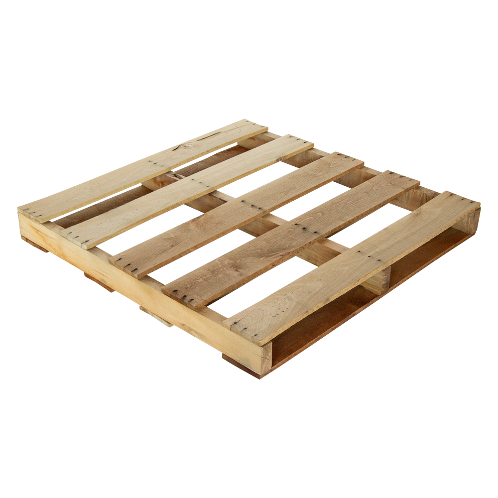 wood stringer pallet on white background