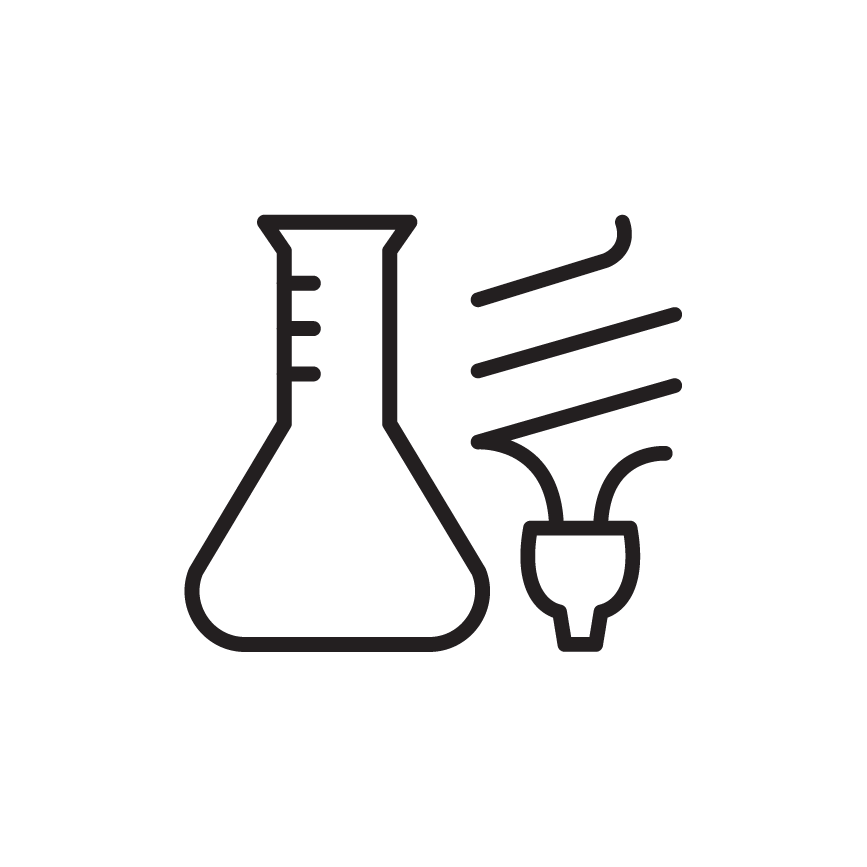 Icon of a beaker and a light bulb together
