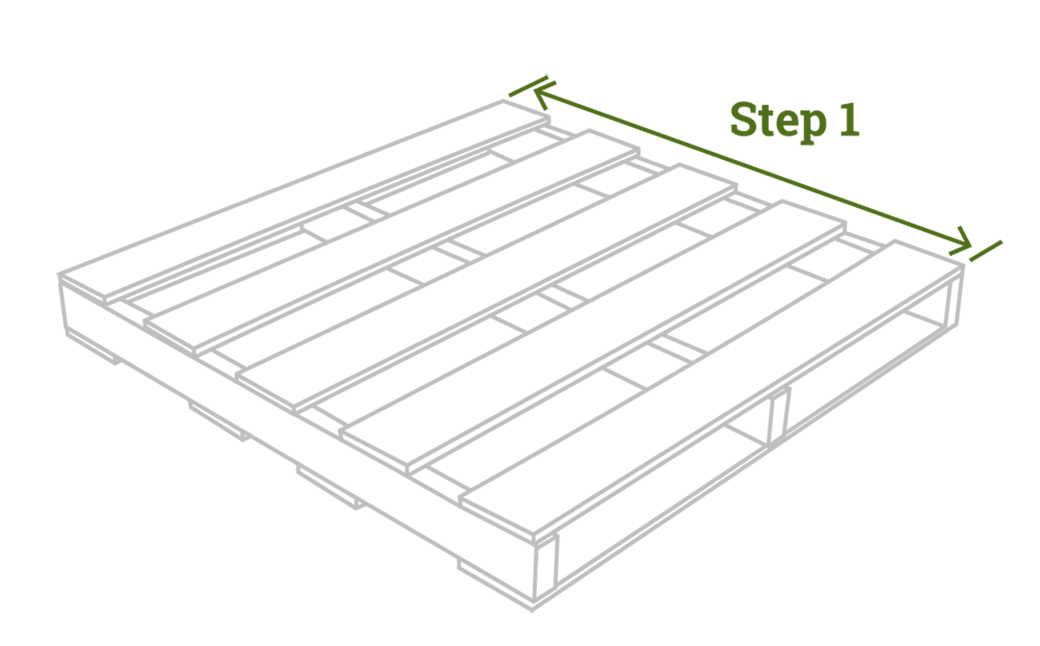 Step 1 in how to measure a pallet - width