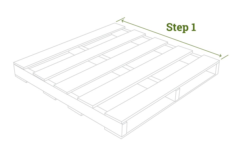 step 1 of measuring a pallet - length