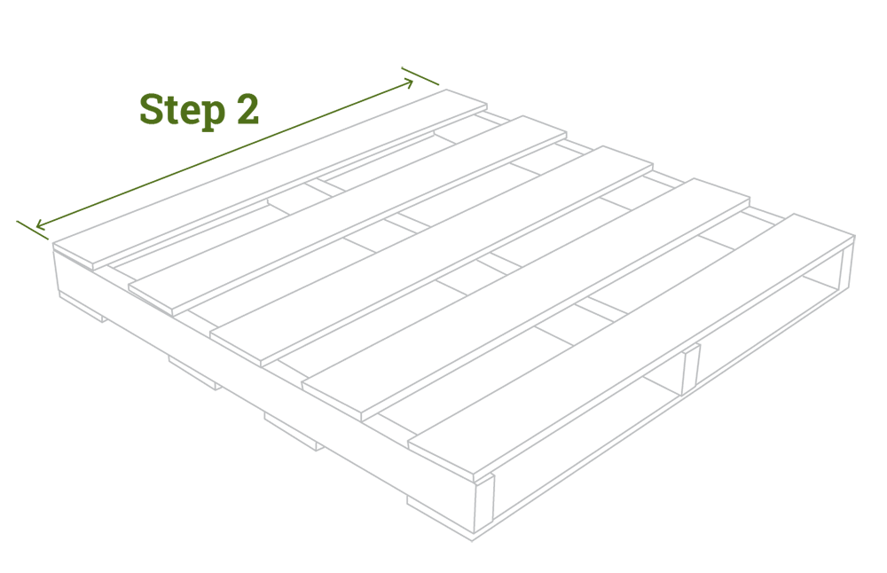 step 2 of measuring a pallet - width
