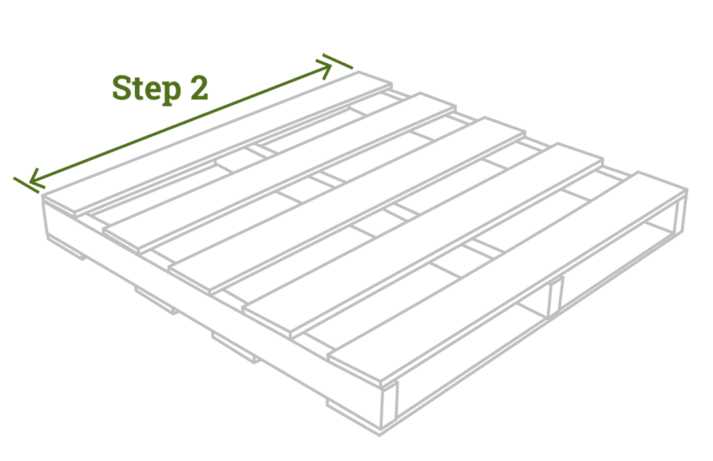 Step 2 in how to measure a pallet - width