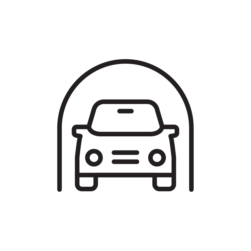 Icon of a car under a roof