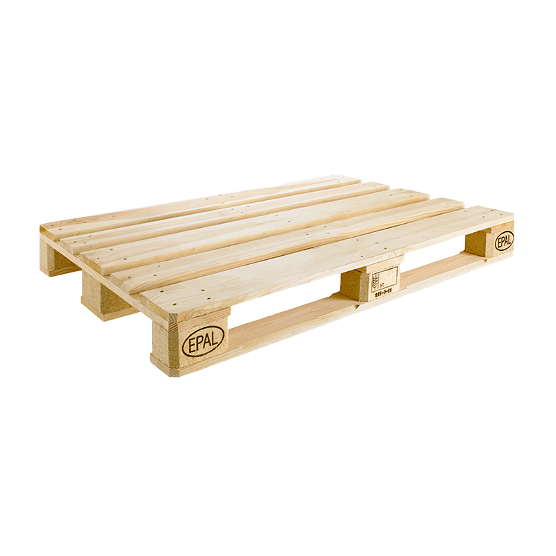 EPAL or European wood pallet on white background