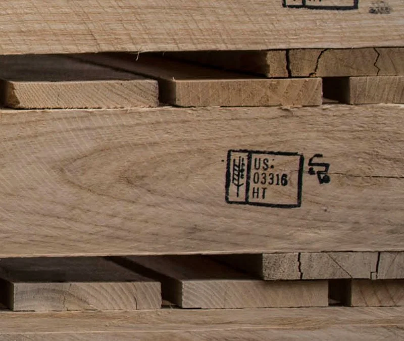 Wood pallet stamped with ISPM 15 certification